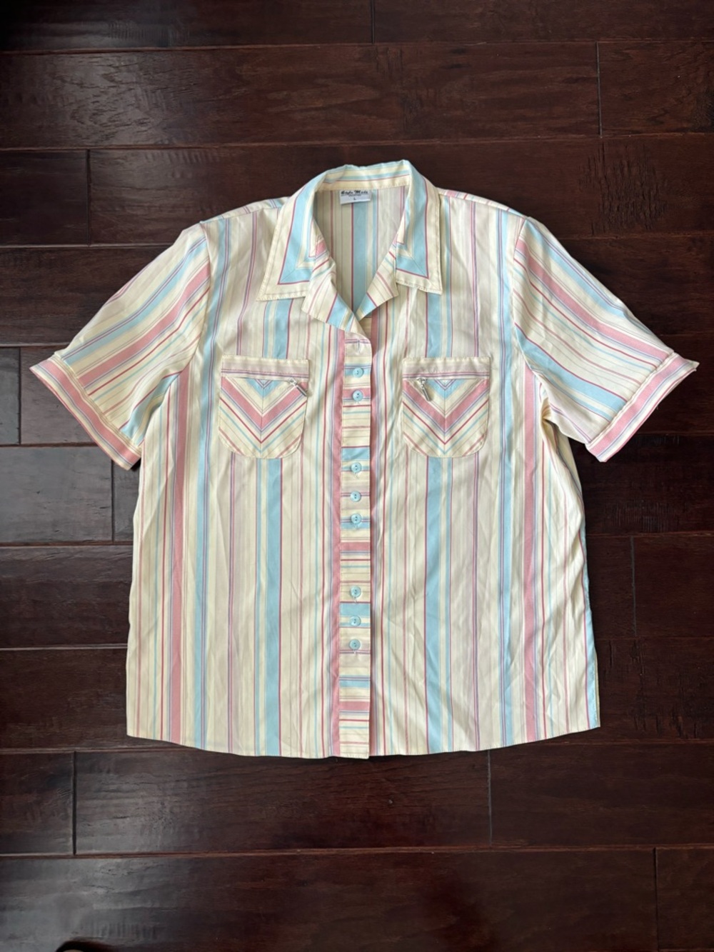 Retro Funky Pastel Multi-Stripe Short Sleeve Shirt
